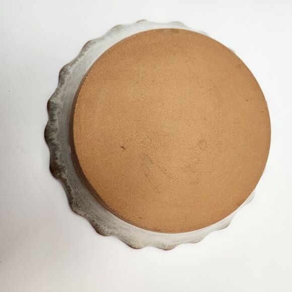 Handmade Deep Dish Pottery Pie Plate with Leaf and Berries Design 9.5" - Picture 4 of 5